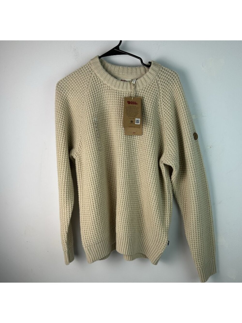 Fjallraven Ovik Waffle Knit Sweater Women Size M 100% Wool Scandinavian